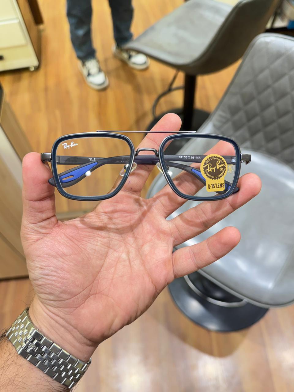 rayban 06 silver blue plano