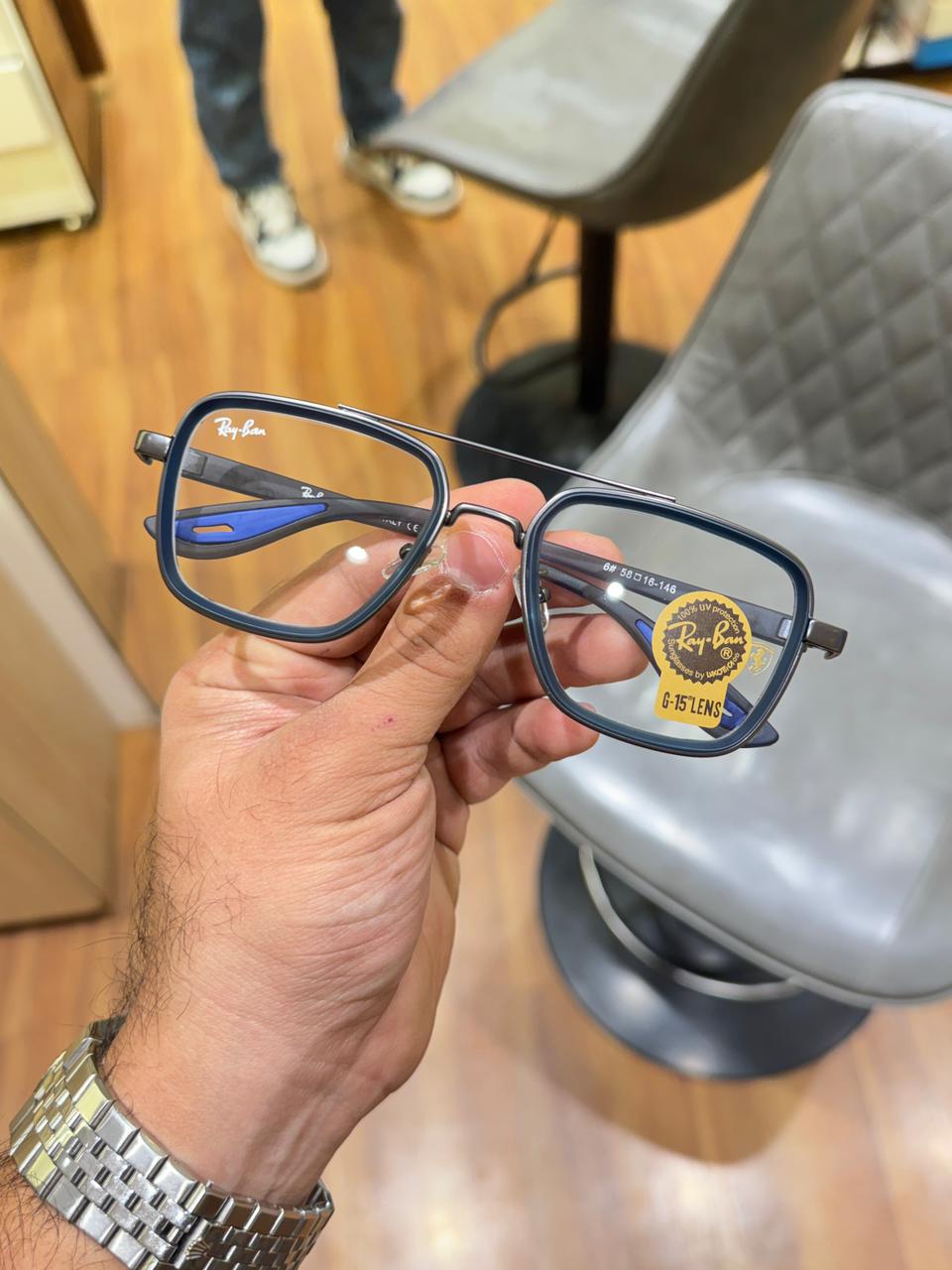 rayban 06 silver blue plano